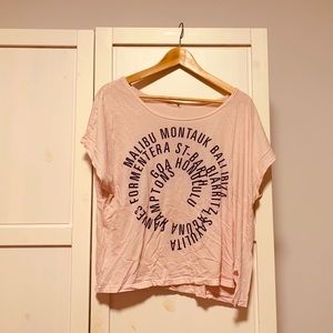 SUNDRY Circular Graphic Destinations Pink Tee